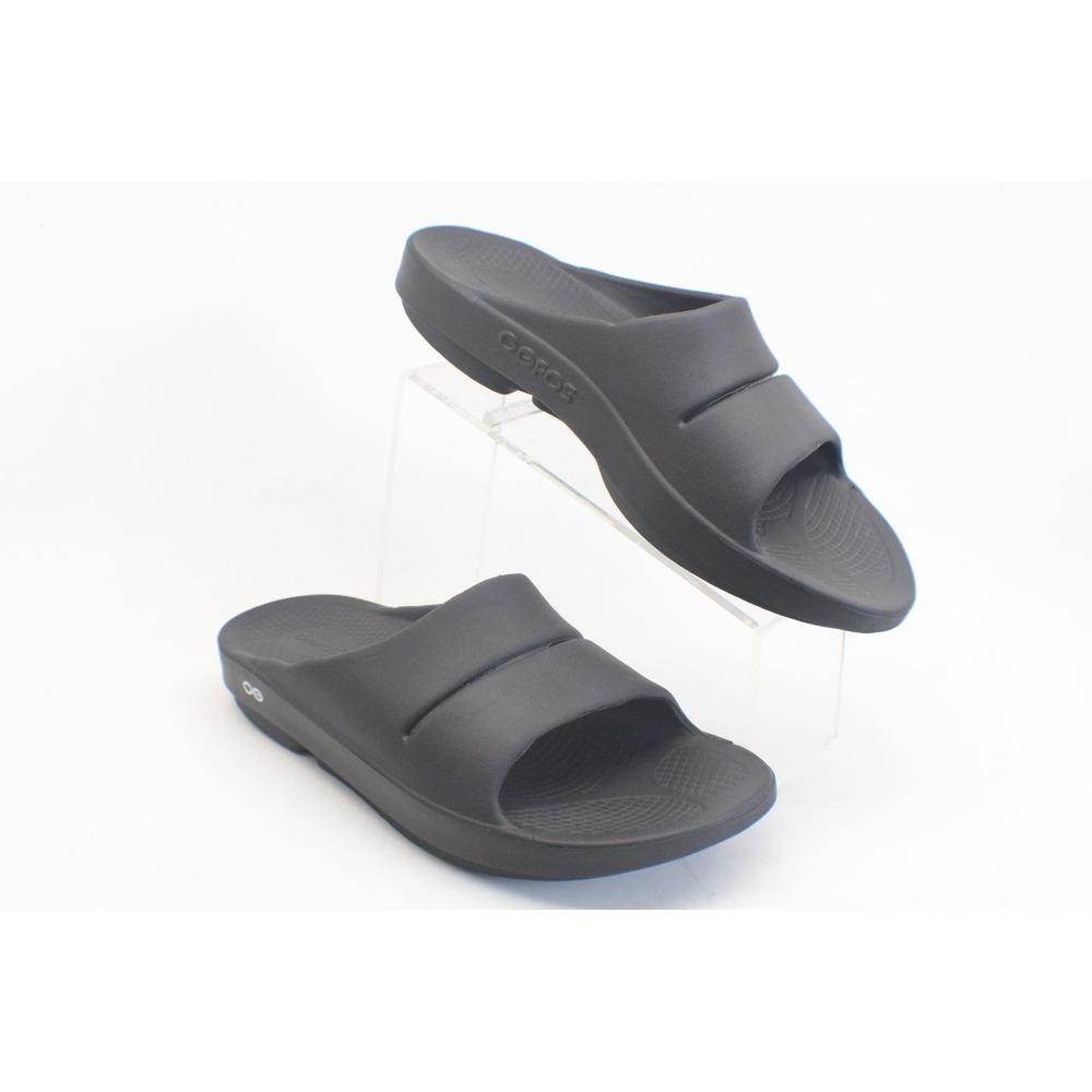 Oofos Ooahh Black Slide Comfort Sport Recovery Sandal Men's 12 Women's 14